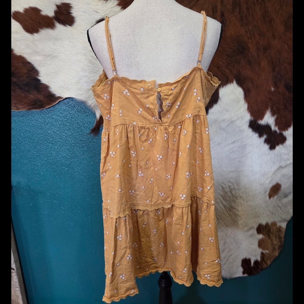 Aeropostale Mustard Floral Spaghetti Strap Tiered Dress - Picture 3 of 5